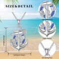 wholesale 925 Sterling Silver Blue Crystal Nautical Anchor Pendant Necklace for Women-0-1