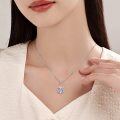 wholesale 925 Sterling Silver Blue Crystal Nautical Anchor Pendant Necklace for Women-0-2