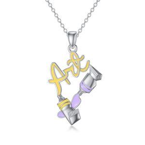 Sterling Silver Art Pigment Necklace-0