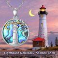 wholesale 925 Sterling Silver Round Abalone Shell Lighthouse Pendant Necklace for Women-0-5