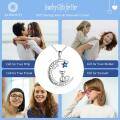 wholesale 925 Sterling Silver Cat on Crescent Moon with Blue Crystal Stars Pendant Necklace for Girls-0-3