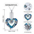wholesale 925 Sterling Silver Blue Crystal Sunflower Heart Cremation Jewelry Urn Pendant Necklace for Ashes - 24 Chain Included-0-1