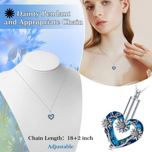 Sterling Silver Sunflower Heart Urn Necklace-2