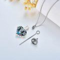 wholesale 925 Sterling Silver Blue Crystal Sunflower Heart Cremation Jewelry Urn Pendant Necklace for Ashes - 24 Chain Included-0-3