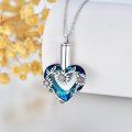 wholesale 925 Sterling Silver Blue Crystal Sunflower Heart Cremation Jewelry Urn Pendant Necklace for Ashes - 24 Chain Included-0-4