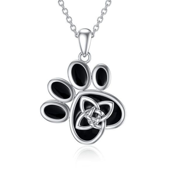 Sterling Silver Dog Paw Celtic Necklace-0