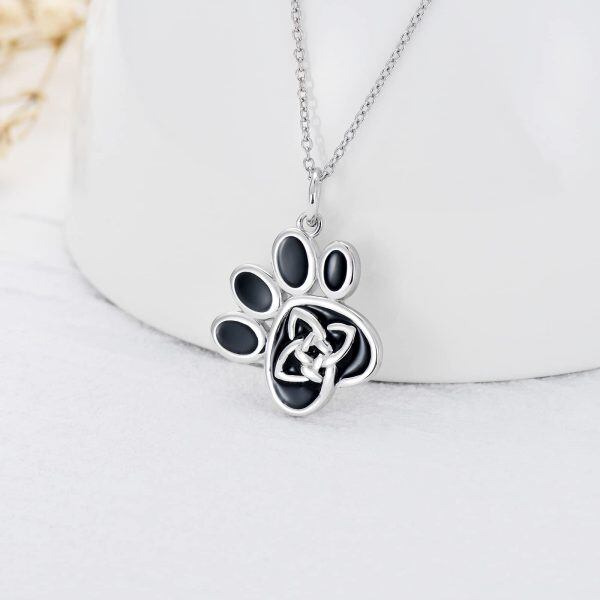 Sterling Silver Dog Paw Celtic Necklace-2