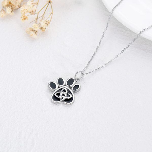 Sterling Silver Dog Paw Celtic Necklace-3