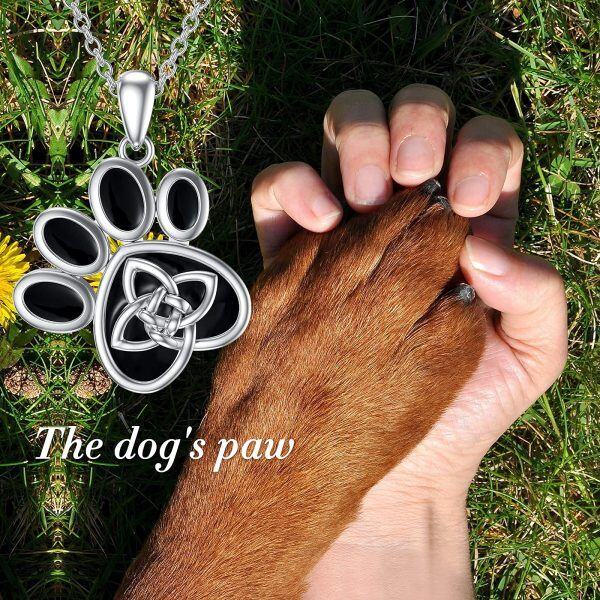 Sterling Silver Dog Paw Celtic Necklace-4