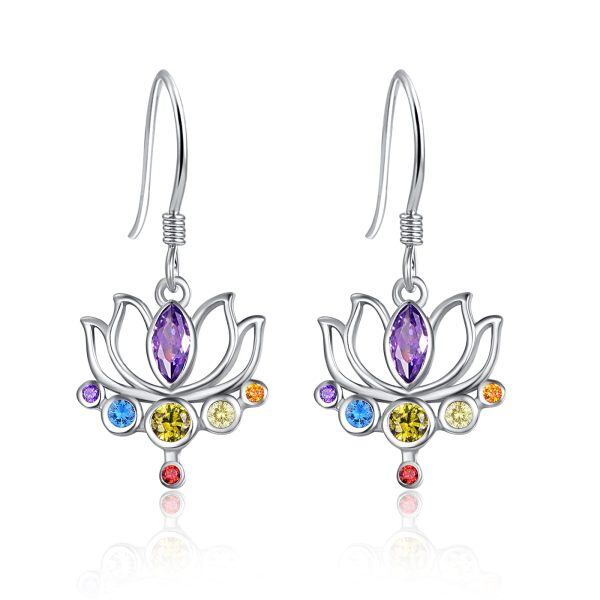 Sterling Silver Lotus Flower Earrings-0