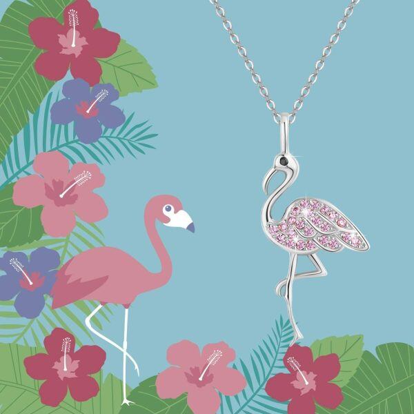 Sterling Silver Flamingo Pendant Necklace-3