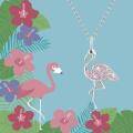 wholesale 925 Sterling Silver Pink Crystal Flamingo Pendant Necklace for Girls-0-3