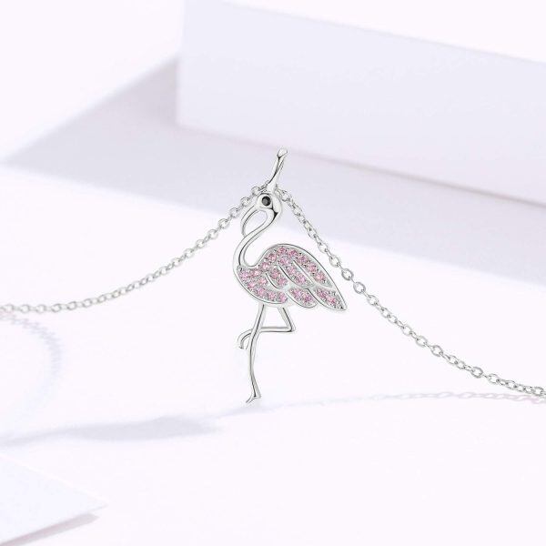 Sterling Silver Flamingo Pendant Necklace-4