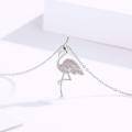 wholesale 925 Sterling Silver Pink Crystal Flamingo Pendant Necklace for Girls-0-4