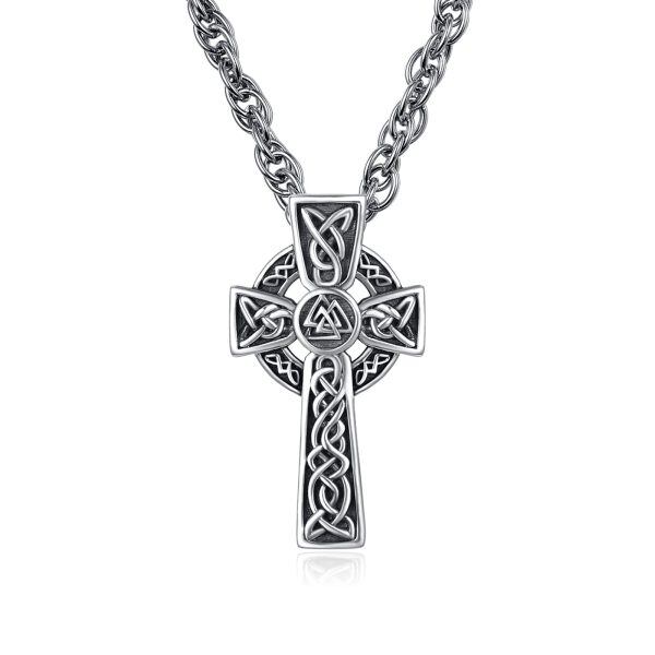 Sterling Silver Celtic Knot Cross Necklace-0