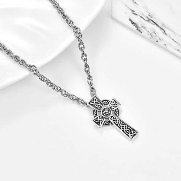 Sterling Silver Celtic Knot Cross Necklace-2