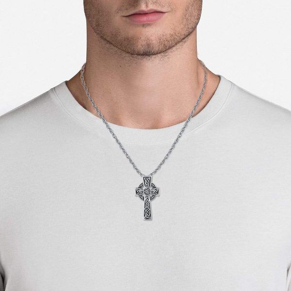 Sterling Silver Celtic Knot Cross Necklace-4