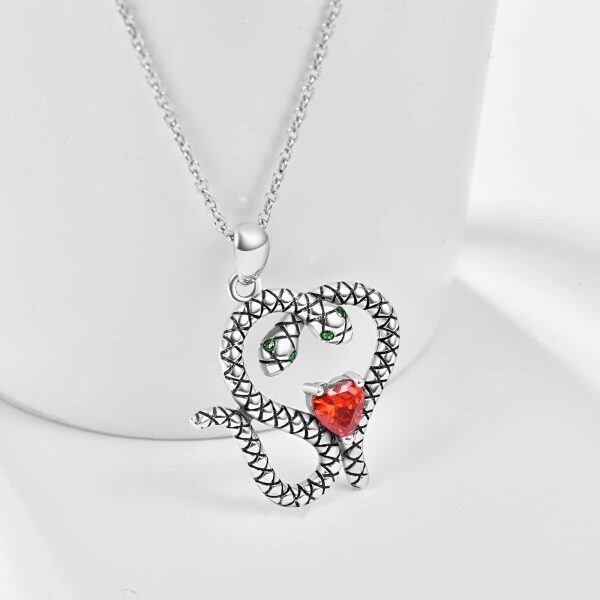 Sterling Silver Snake Heart Necklace-2