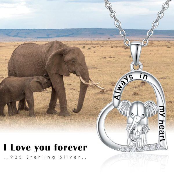 Sterling Silver Elephant Heart Necklace-4