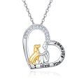 wholesale 925 Sterling Silver I Love You Forever Dog and Girl Heart Pendant Necklace for Women-0-0