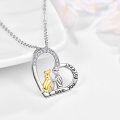 wholesale 925 Sterling Silver I Love You Forever Dog and Girl Heart Pendant Necklace for Women-0-2