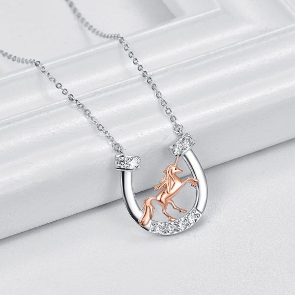 Sterling Silver Unicorn Horseshoe Necklace-1