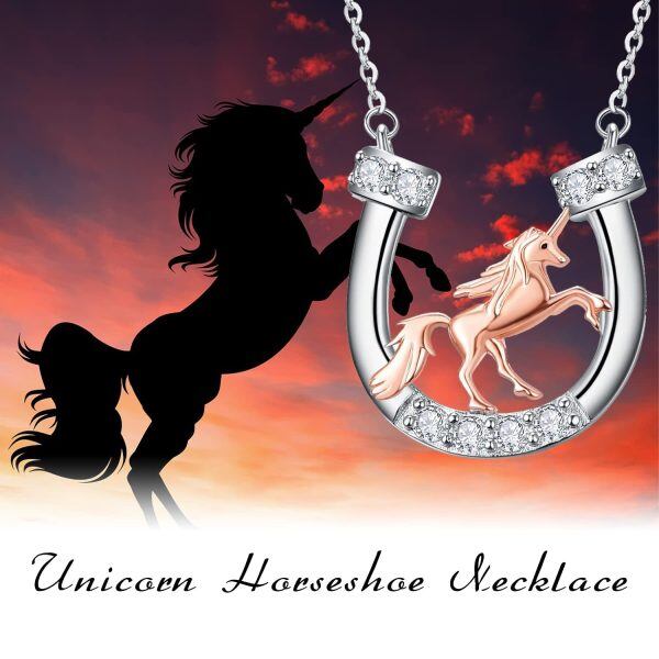 Sterling Silver Unicorn Horseshoe Necklace-5