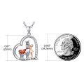 wholesale 925 Sterling Silver Alpaca Heart Pendant Necklace with Enamel and Cubic Zirconia for Women-0-2