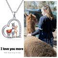 wholesale 925 Sterling Silver Alpaca Heart Pendant Necklace with Enamel and Cubic Zirconia for Women-0-5