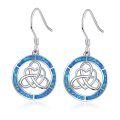 wholesale 925 Sterling Silver Blue Opal Celtic Knot Dangle Earrings for Women-0-0