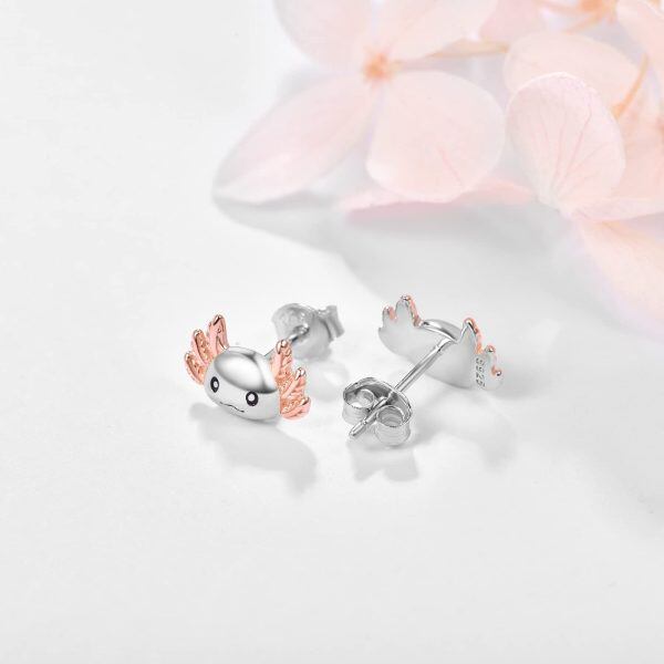 Sterling Silver Axolotl Stud Earrings-2