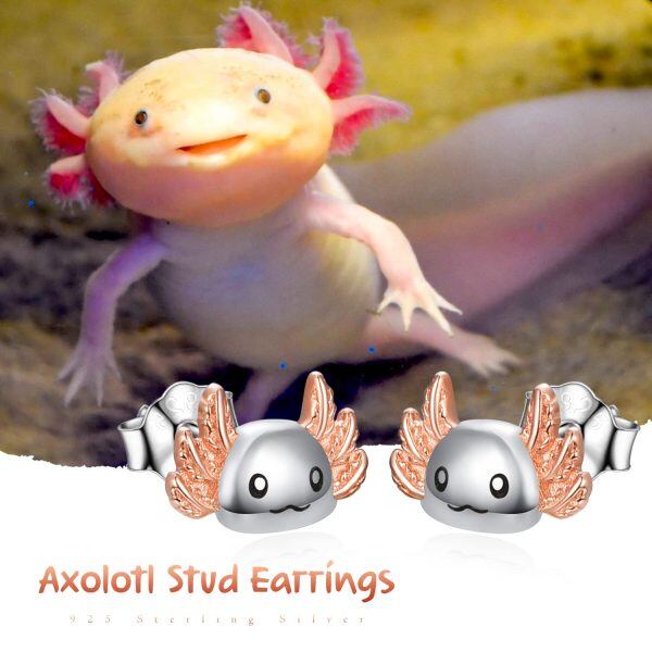 Sterling Silver Axolotl Stud Earrings-3