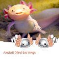 wholesale 925 Sterling Silver Axolotl Stud Earrings with Rose Gold Wings for Women-0-3