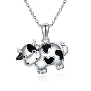 Sterling Silver Cow Necklace-0