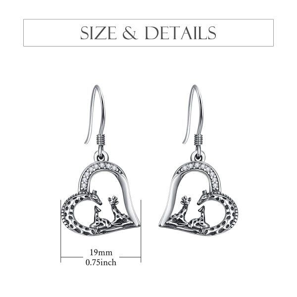 Sterling Silver Giraffe Heart Earrings-1