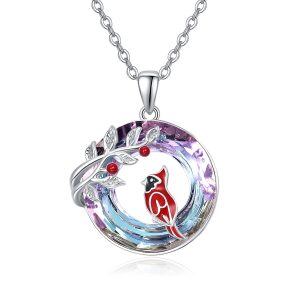 Sterling Silver Crystal Cardinal Necklace-0