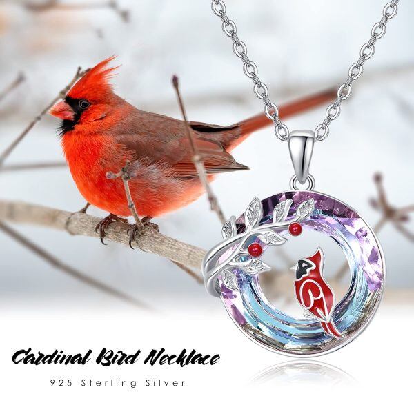 Sterling Silver Crystal Cardinal Necklace-5