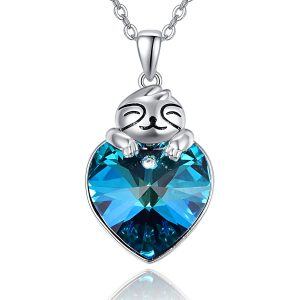 Sterling Silver Crystal Sloth Necklace-0