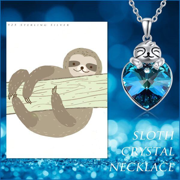 Sterling Silver Crystal Sloth Necklace-5