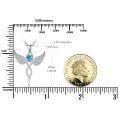 wholesale 925 Sterling Silver Blue Crystal Heart Angel Wings Pendant Necklace for Women-0-4