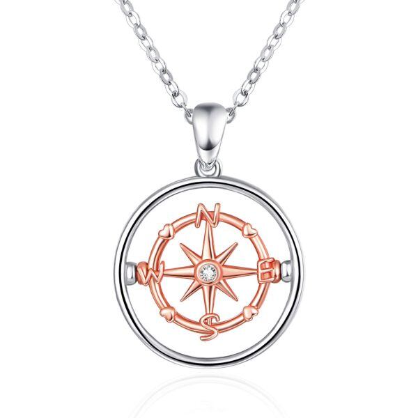 Sterling Silver Compass Necklace-0