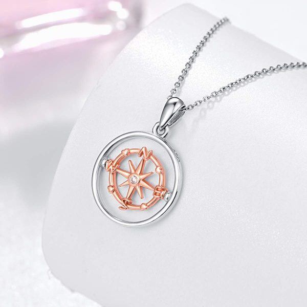 Sterling Silver Compass Necklace-3