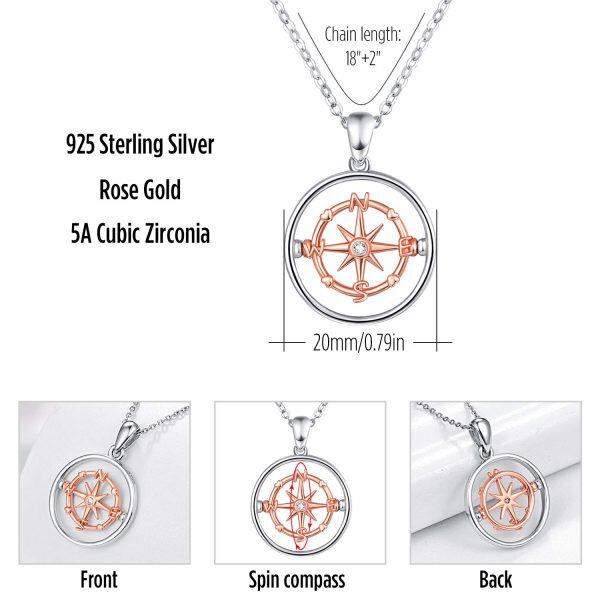 Sterling Silver Compass Necklace-4