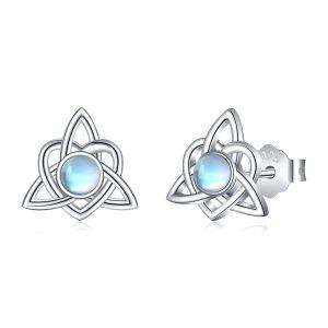 Sterling Silver Moonstone Celtic Heart Earrings-0