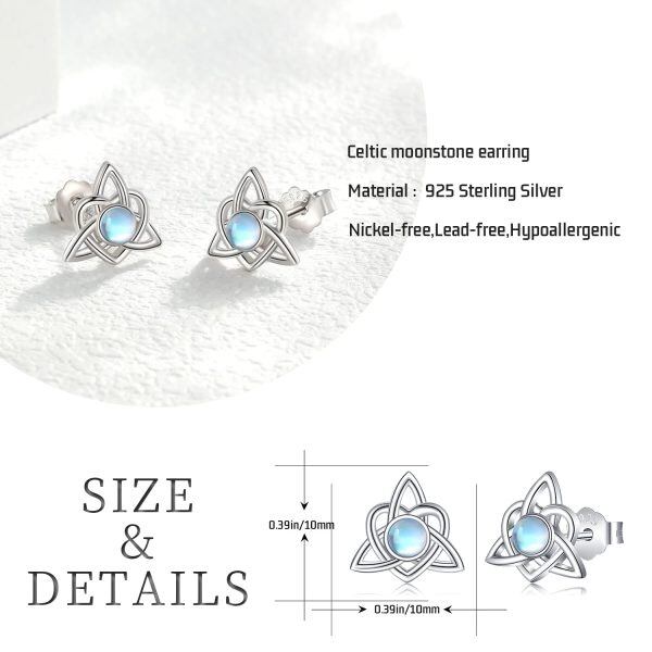 Sterling Silver Moonstone Celtic Heart Earrings-4