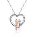 wholesale 925 Sterling Silver Heart Shaped Sisters Forever Friendship Pendant Necklace-0-0