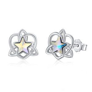 Sterling Silver Celtic Star Heart Earrings-0