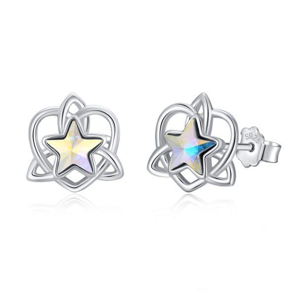 Sterling Silver Celtic Star Heart Earrings-0