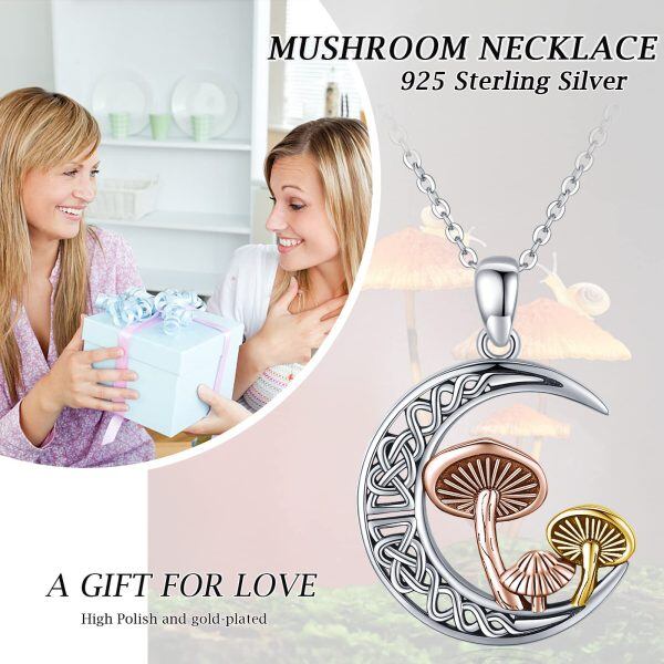 Sterling Silver Celtic Mushroom Moon Necklace-3