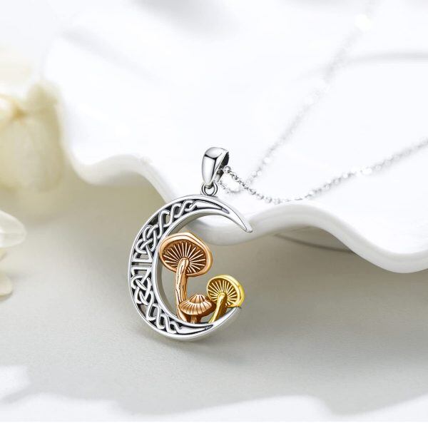 Sterling Silver Celtic Mushroom Moon Necklace-5